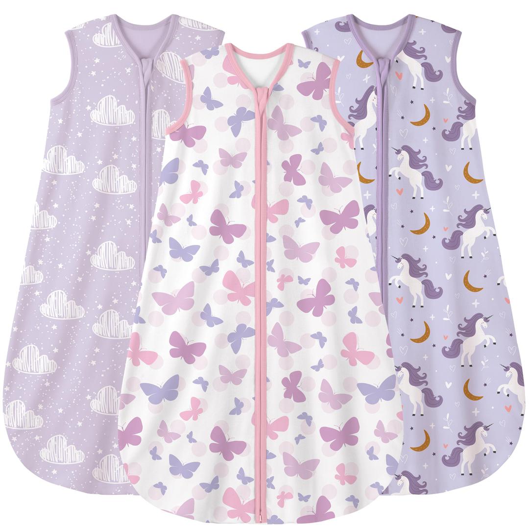 Yoofoss Baby Sleep Sack 24-36 Months Wearable Blanket for Babies 100% Organic Cotton 2-Way Zipper TOG 0.5 Toddler Sleeping Sack 3 Pack, Sleep Sacks