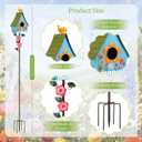 Frienda 57 Inch Bird Houses for Outside with Pole, Durable Metal Wild Bird Feeder with Stand, Decorative Flower Blue Birdhouse Stake Easy to Install for Attracting Birds Garden Patio Decor
