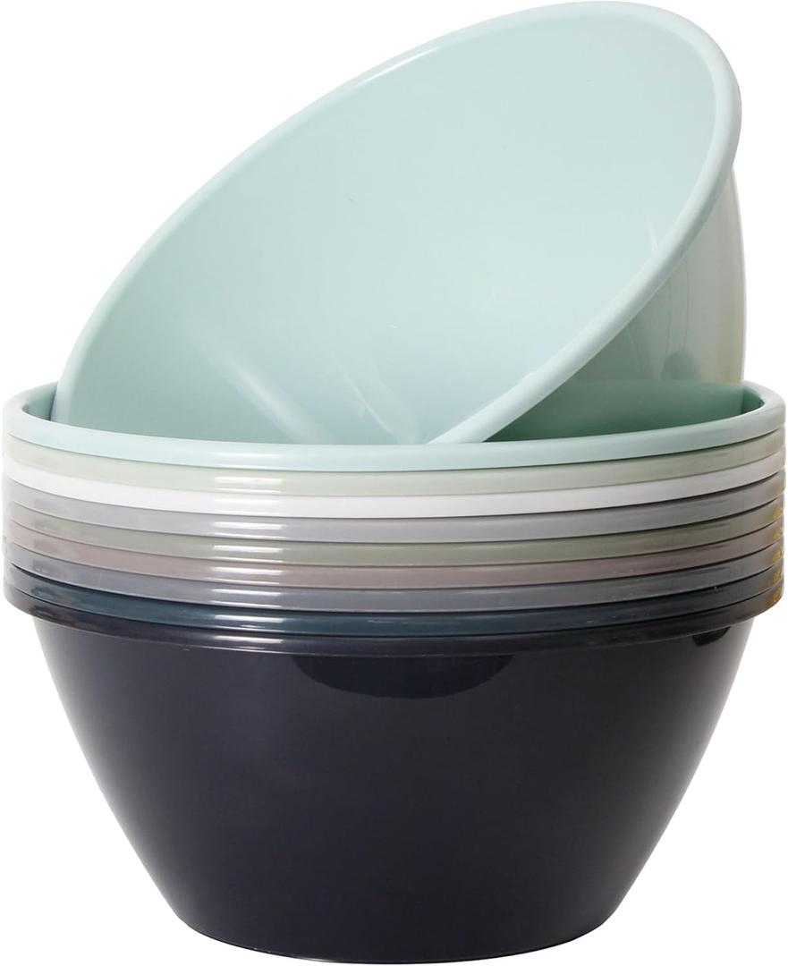 Youngever 9 inch 80 Ounce Plastic Mixing and Serving Bowls, Popcorn Bowls, Salad Bowls, Chip and Dip Serving Bowls, Set of 9 (Urban Color)
