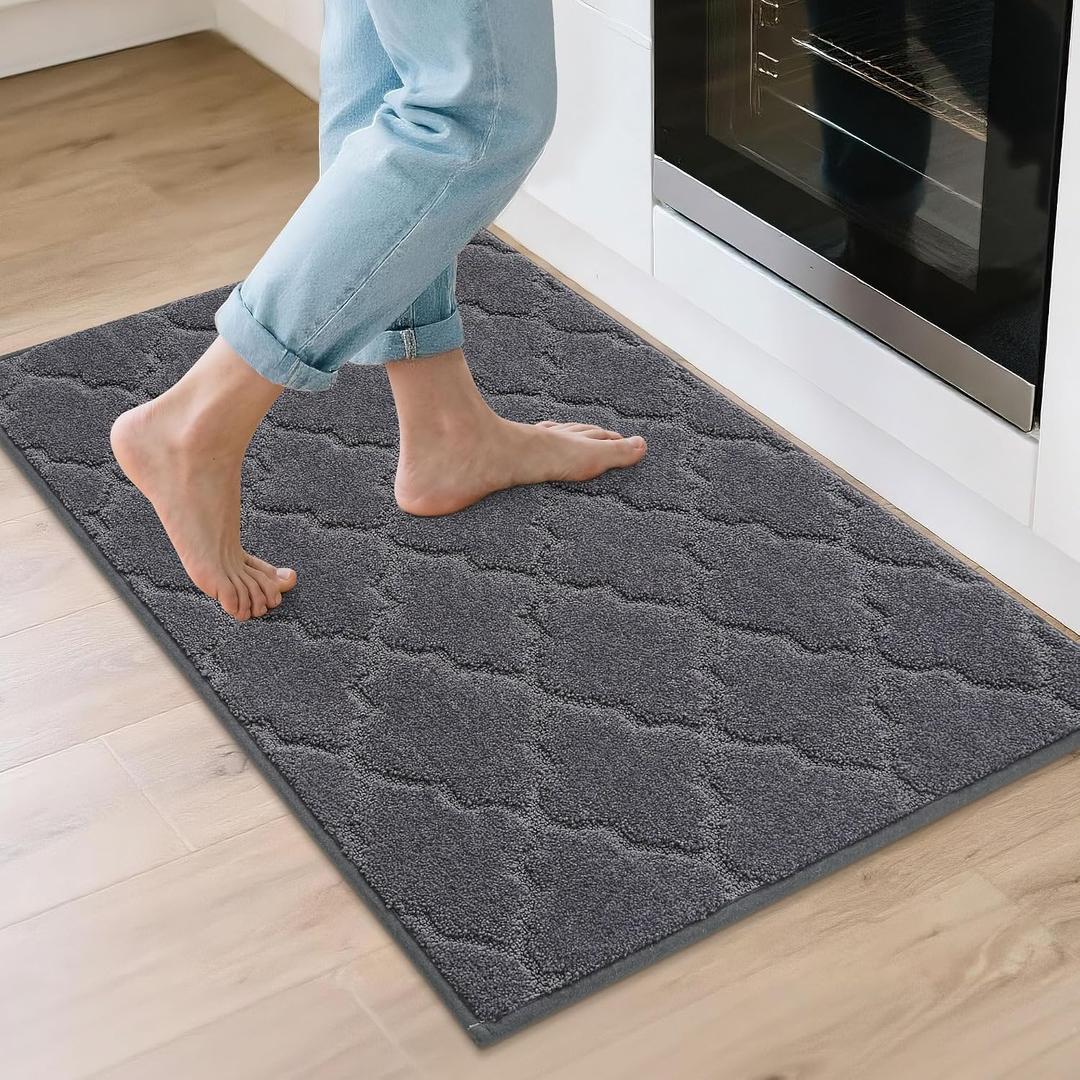 COSY HOMEER Kitchen Rugs 24"x36" Non-Slip Washable Kitchen Mats for Floor Absorbent Kitchen Carpet Soft Rugs for Kitchen,Sink Mat,Entrance,Area Rug,Dark Grey