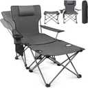apollo walker Reclining Beach Chair, Adjustable 90-135 Backrest Camping Lounge Chairs for Adults, Folding Chair with Foot Rest & Detachable Pillow - Upgraded 8-Leg, Grey
