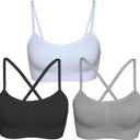 AKAMC Women's Cross Back Sport Bras,Adjustable Straps Padded Criss Cross Cropped Bras for Yoga Workout Fitness (Large, 3pack-yq-hbb)