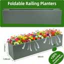2 Pack Metal Railing Planter Box, 30 Inch Balcony Planters with Adjustable Brackets, Large Hanging Planters for Outdoor Fence Deck