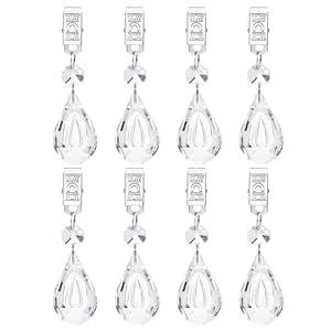 Tablecloth Weights, Crystal Table Cover Weights with Metal Clips, Clear 12 PCS
