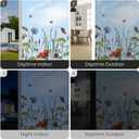 Window Privacy Film, Colorful Floral Window Stickers, Removable DIY Bouquet Static Clings, Decals for Home School Office Party Supplies, Butterfly Among The Flowers, 17.5 x 78.7 in