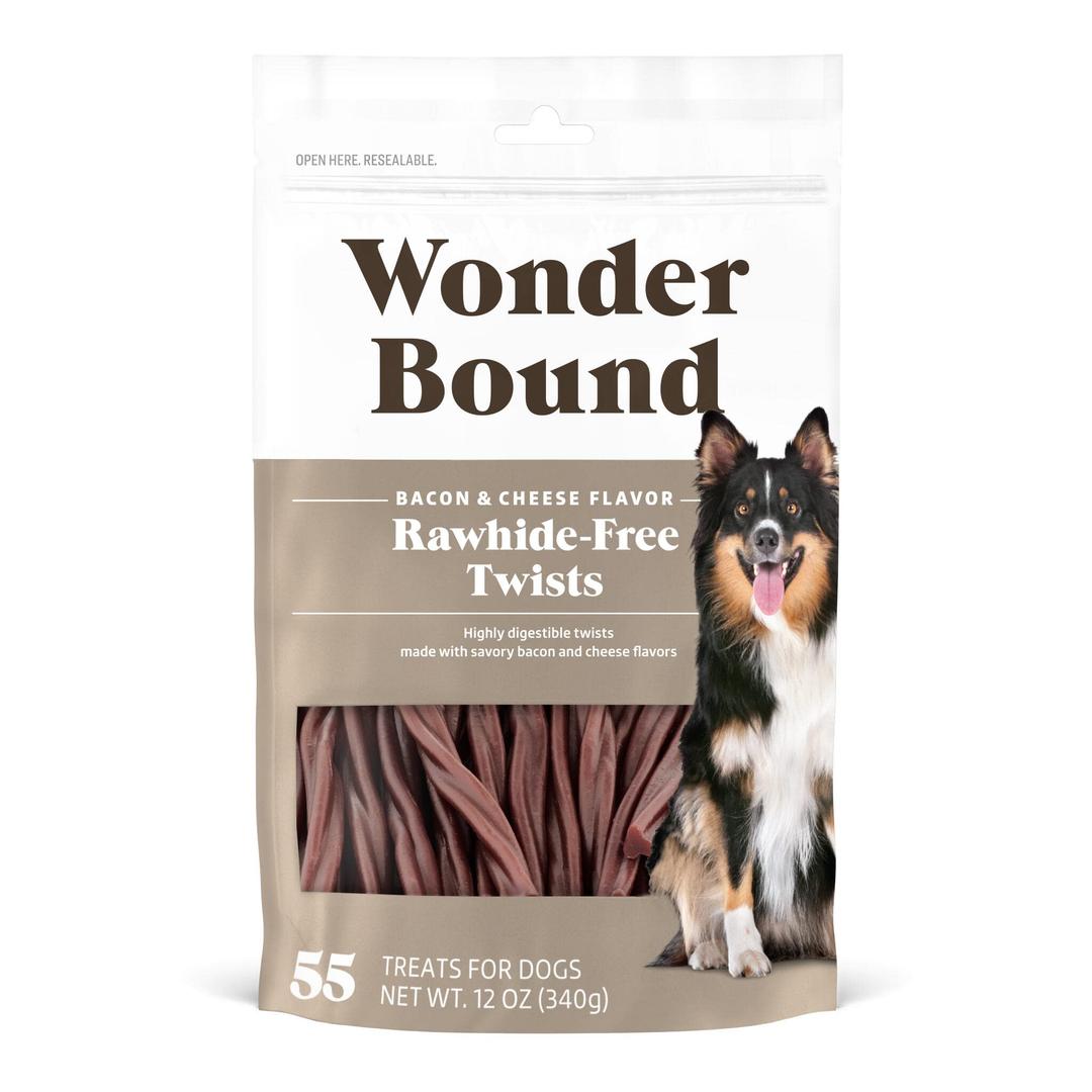 Wonder Bound Peanut Butter Flavor Dog Twist Sticks 55 Rawhide-Free Dog Treats