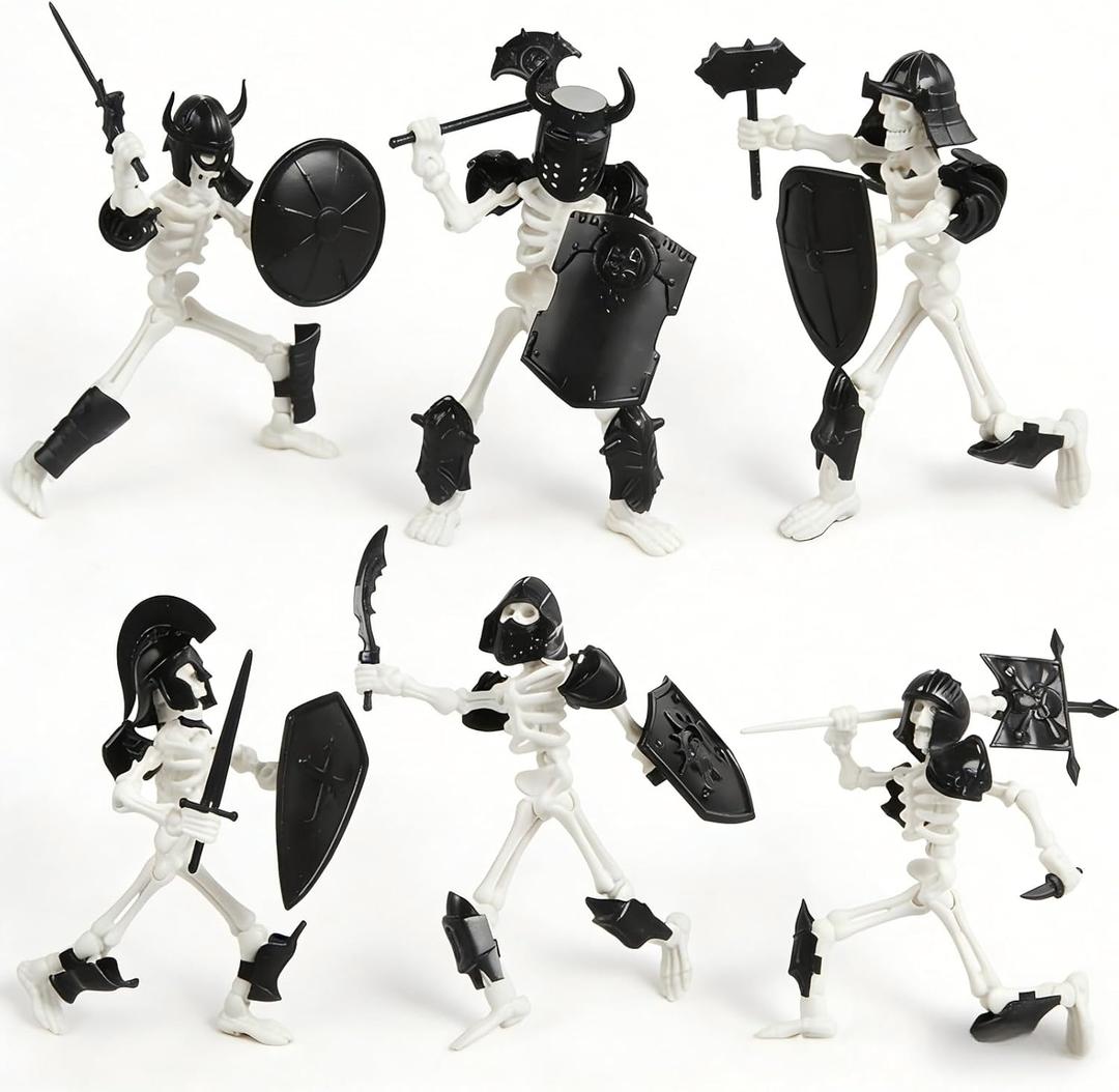 6 Pack T13 Action Figure Set, Skeleton Action Figure Mini Skeletons for Halloween Decorations Dummy 13, Titan 13, Skeleton Toy Multi-Jointed Movable 3D Printed Toys, DIY Assembly Required