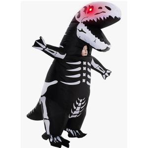 ZPISF Inflatable Skeleton Dinosaur Costume for Kids, Full Body Skeleton T-Rex Blow Up Costume with LED Light Eyes, Perfect for Halloween Parties