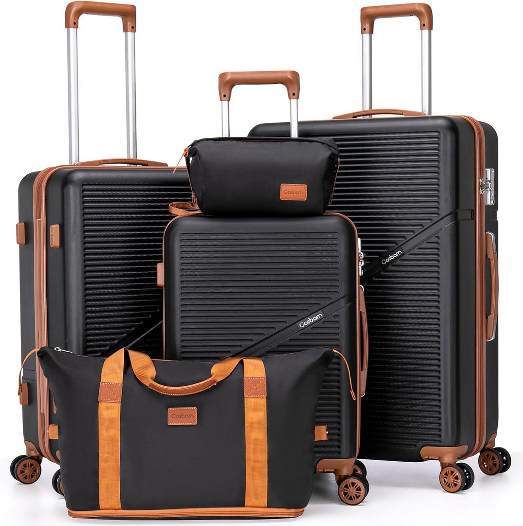 Cosbarn Luggage Sets 5 Piece Suitcases with Wheels, Suitcase Set ABS Hard Case Luggage with TSA Lock Spinner Wheels Durable Travel Luggage (5-Piece Set(20"/24"/28"))