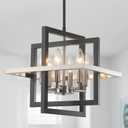 Small Black and Nickel Chandelier- 6 Lights Geometric Pendant Lighting, Modern Industrial Chandeliers Hanging Light Fixture for Entryway Dining Room Living Room Kitchen Island Hallway Foyer