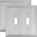 2-Pack Double Toggle Light Switch Cover Plate, Durable Solid Zinc Alloy Decorative Dual Switch Plate Covers, Brushed Nickel 2 Gang Wall Plate, Corrosion Resistant