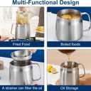 Deep Fryer with Basket and Oil Filtration, 304 Stainless Steel 2L, Bacon Grease Saver with Strainer, Deep Fryer Pot with Basket, Bacon Grease Container for Kitchen, Oil Container, Freidora de Aceite