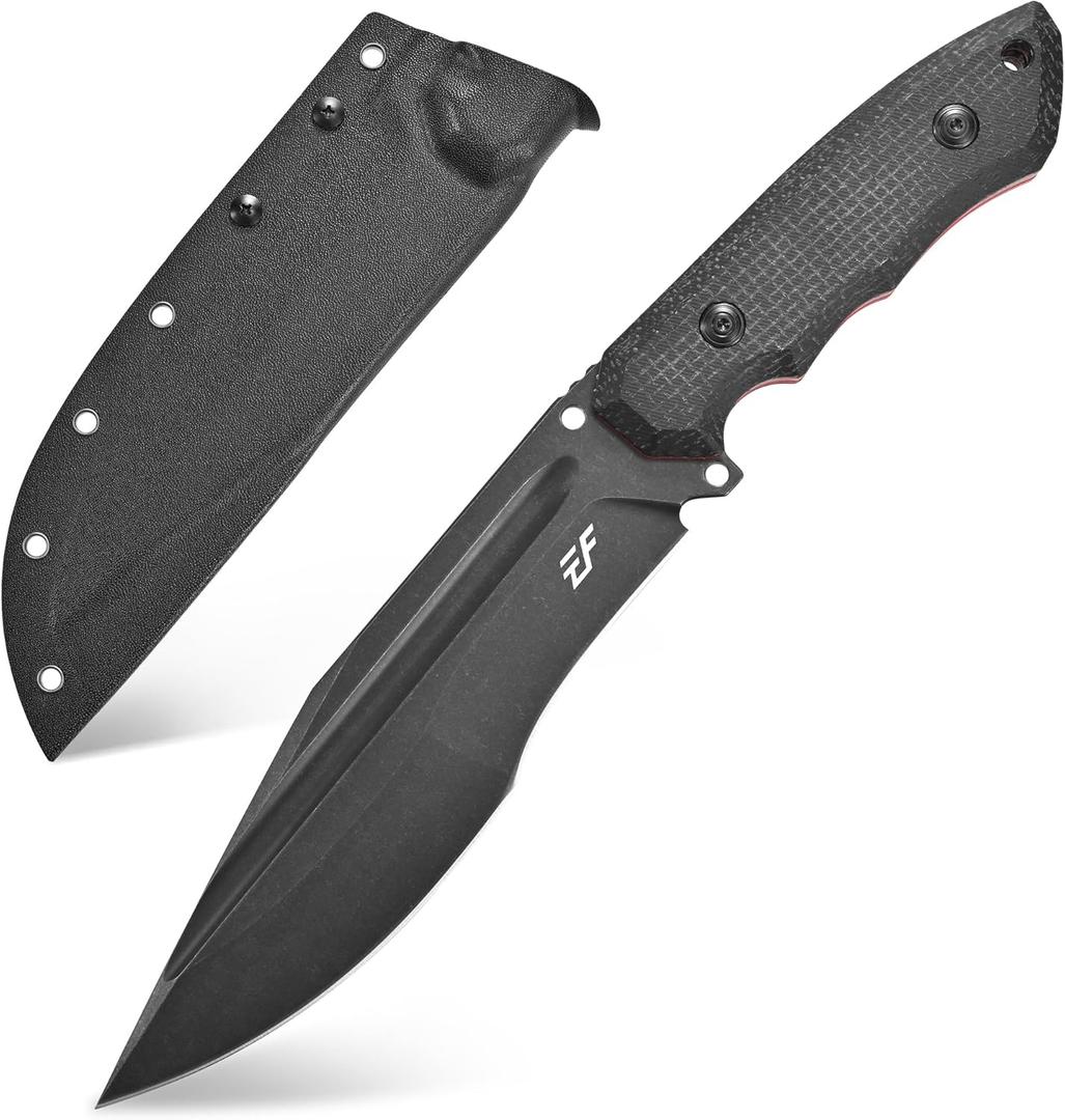 Eafengrow EF151 Fixed Blade Knife N690 Steel Blade Micarta Handle Full Tang EDC Tool Straight Knife for Working Camping Survival (black)