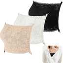 Modesty Panels for Women - V Neck Cover Up Insert Clip-On Mock Camisoles, Cleavage & Chest Cover for Low Cut Dresses (3) White, Black, Skin Color