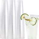 FOCUSLINE 100 Pack 16 oz Clear Plastic Cups, Disposable Cups Large Reusable Plastic Tumblers, Heavy-duty Clear Hard Cups 16 Ounce for Wedding Party, Thanksgiving, Halloween, Christmas