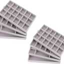 Velvet Drawer Jewelry Organizer Tray, Small Flat Jewelry Organizer for Drawer, Dresser Stacking Display Inserts for Jewelry Accessories in Dresser, Grey, Set of 8