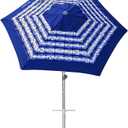 AMMSUN 8ft Large Beach Umbrellas for Sand Heavy Huty Wind Portable Commercial Grade Patio Beach Umbrella with Sand Anchor Adjustable Height Air Vent UPF 50+ Telescoping Pole without tilt Blue White