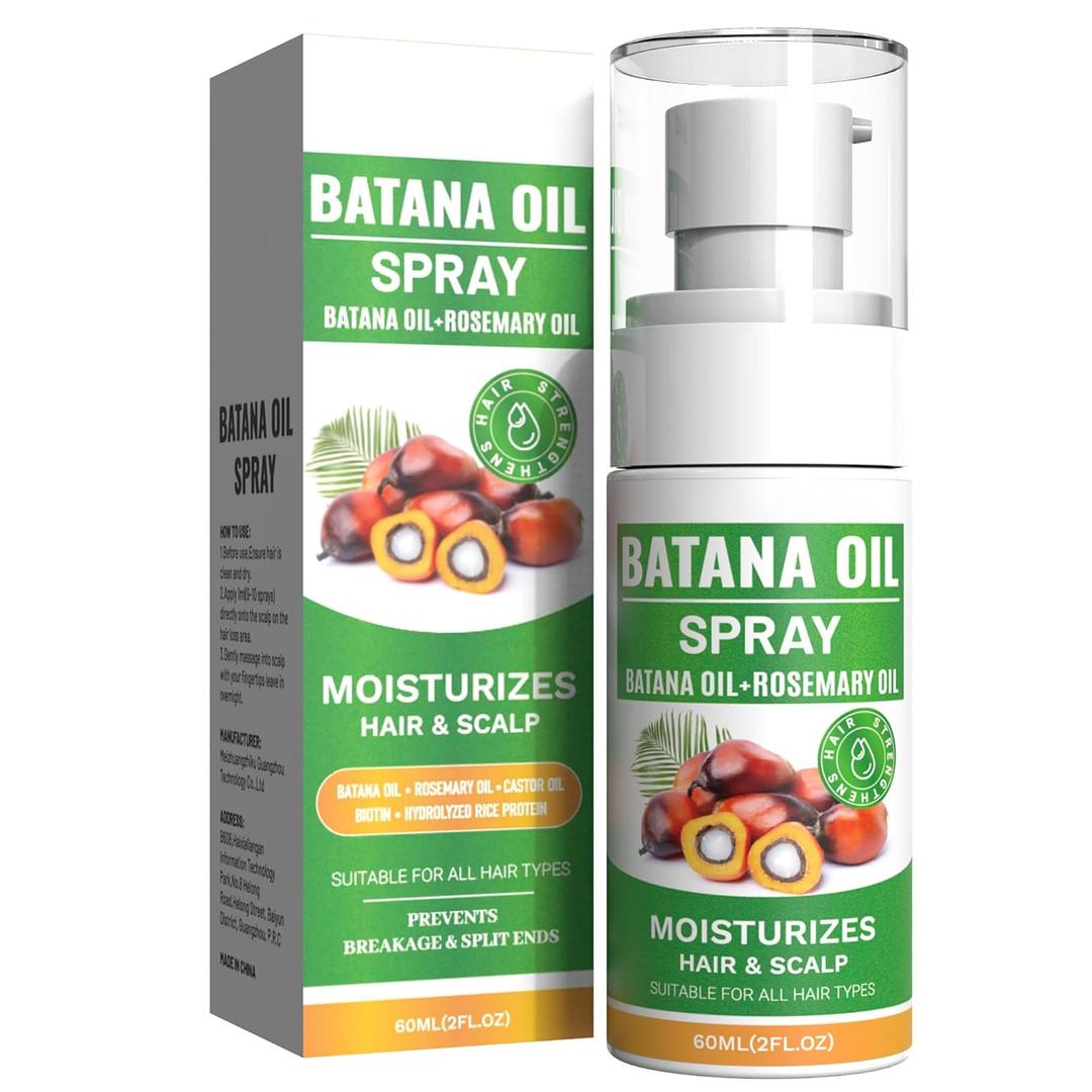 Batana Hair Oil Spray, Promoting Hair Growth, Strengthening Hair | Repairing Frizzy Split Ends, Light & Non-Greasy - for Most Hair Types - 60ML,  BBD:01/05/2028