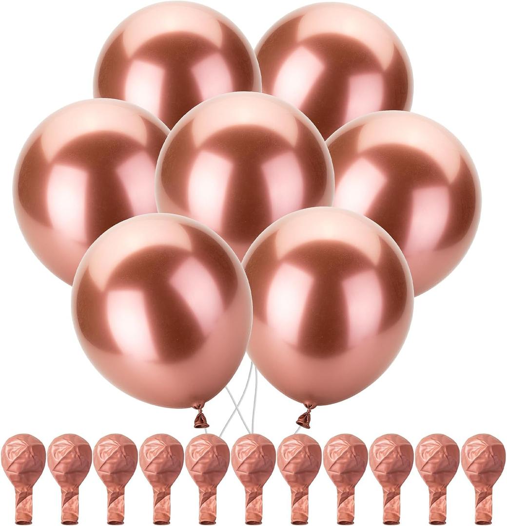 Mr. Pen Metallic Balloons, 12 Inch, 54 Pack, Metallic Rose Gold Balloons