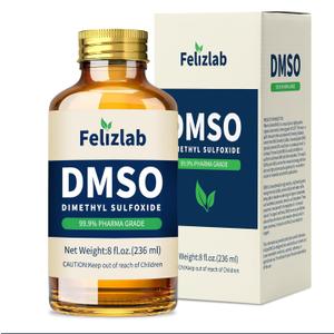 DMSO Liquid 99.9% Pure (Dimethyl Sulfoxide), 8 fl oz, Undiluted, Low Odor, High Purity, Amber Glass Bottle