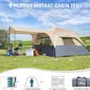 Camping Tent, Instant Cabin Tents for Camping, 8-Person Family Tent, Easy Setup in 60 Seconds with Porch, Large Waterproof Tents for Outdoor Camping, 5 Mesh Windows, Upgraded Ventilation (Khaki)