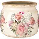 Ninehaoou Vintage Planter Large Ceramic Plants Pot Beige Pink European Rose Ice Crack Cottage Scroll Vase Flower Vase Pot Indoor Plants Home Kitchen Decor Farmhouse Antique Decorative Gifts