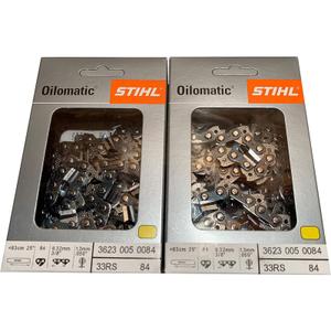 Stihl 33RS-84 2PK, 3/8" .050 Gauge, 84 Drive Links, 25", Rapid Super, Professional Saw Chain, 3623-005-0084