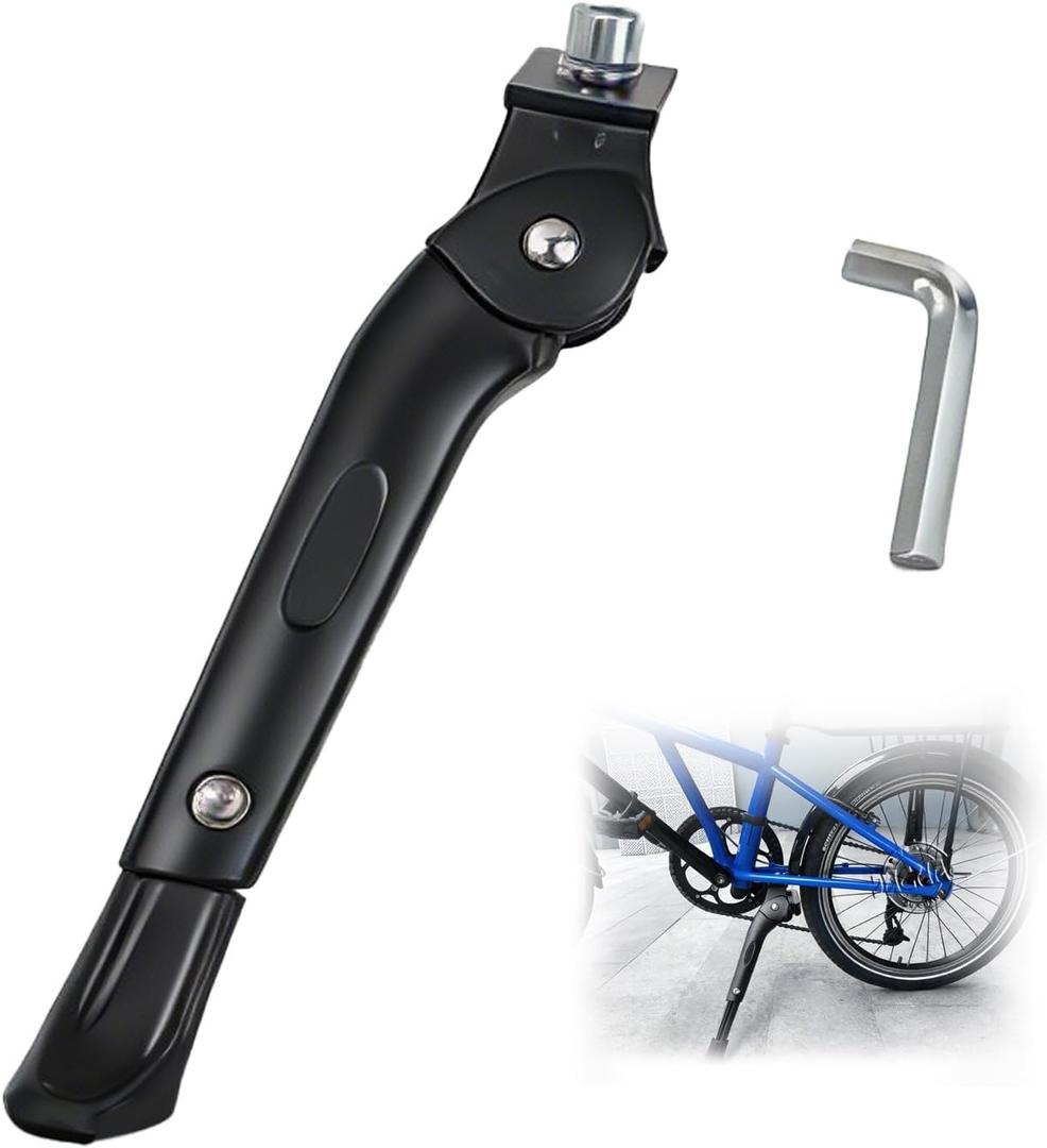 Center Mount Bike Kickstand Adjustable Bicycle Stand for 14 to 26 Inch Wheels, Heavy Duty Aluminum Alloy Kick Stand with Wide Non Slip Foot for Mountain, Road, Hybrid and Electric Bikes