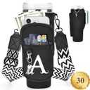 LOKASS Water Bottle Holder with Strap for Stanley Cup 30 oz Tumbler with Handle, Personalized Initial Stanley Cup Accessories, Christmas Gifts Water Bottle Carrier Bag for Women Men girls (Black)