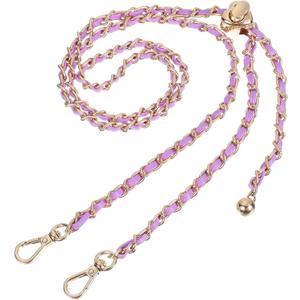Uxcell 47.2'' Adjustable Purse Chain Strap, Metal Leather Replacement Chain Strap for Handbag Shoulder Crossbody Bag Clutch Wallet (Purple, Gold Chain)
