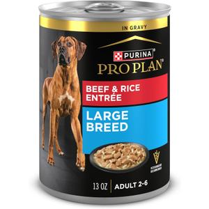 Purina Pro Plan Gravy Wet Dog Food for Large Dogs, Large Breed, Beef and Rice Entre - (Pack of 12) 13 oz. Cans