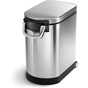 simplehuman 25 Liter, 27 lb / 12.2 kg Medium Pet Food Storage Container for Dog Food, Cat Food, and Bird Feed, Brushed Stainless Steel