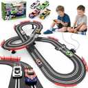 3-in-1 Slot Car Race Track Set with 4 High-Speed Cars, Electric Track, Dual Racing Game with Lap Counter & 2 Controllers, and Circular Overpass Design – Toy Gift for Boys Kids Ages 4-6 6-8 8-12