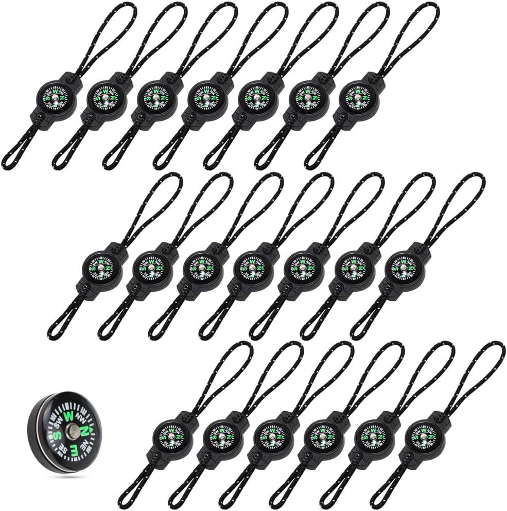HOSTK 20 Pcs Mini Survival Compass, Outdoor Camping Hiking Pocket Compass, Liquid Filled Mini Compass for Emergency Survival Paracord Bracelet Necklace Key Chain