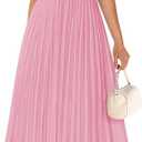 ZESICA Women's Summer Sleeveless Sweater Dresses 2026 Crewneck Knit Pleated A Line Flowy Business Formal Party Midi Dress (Pink, Small)