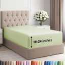 Extra Deep Twin Fitted Sheet - Hotel Luxury Single Fitted Sheet Only - Easily Fits 18 inch to 24 inch Mattress - Ultra Soft, Wrinkle Free w/Extra Deep Pockets - Breathable & Comfy - Light Sage Green