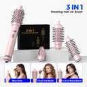 4 in 1 Rotating Hair Dryer Brush Spinning with Detachable Brush(2" & 1.5"),Negative Ionic Brush Blow Dryer 100-120V,3 Heats and 2 Speeds Rotating Hot Air Brush for Curling,Straight,Drying