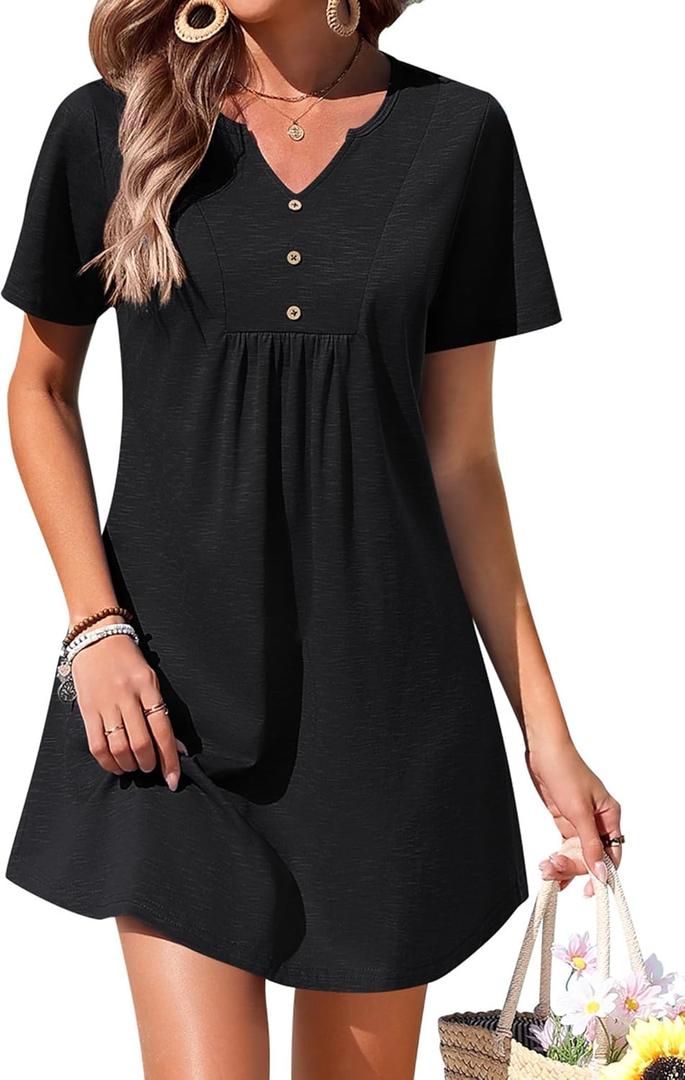 Ekouaer Women's Swimsuit Coverup Short Sleeve Bathing Suit Cover Up V Neck Beach Cover Up Dress Vacation Outfits 2026, XL