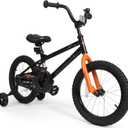 Kids Bike with Training Wheels, BMX Bicycle with Pedals for 2-4 Year Old Boys Girls, Birthday Gift (Black), Size: 14"