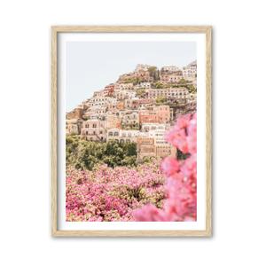 HesenDot Natural OAK Wood Amalfi Coast Framed Wall Art,12x16in Italy Beach Canvas Wall Print Wall Decor for Living Room,Bedroom,Office Gallery Set of 1