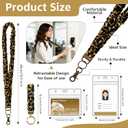 Stretchy Scrunchie Lanyard for Id Badges, Cute Teacher Lanyard Keychain Wristlet with 4 Id Holders for Women,Nurses (Leopard)