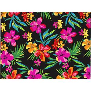 Dark Pink Hawaii Flowers Dish Drying Mat for Kitchen Counter, Floral Blossom Coffee Bar Station Accessories Cute Silicone Coffee Decor Mat Kitchen Drying Mat Easy Clean Microfiber Diatom Mud 18X24''