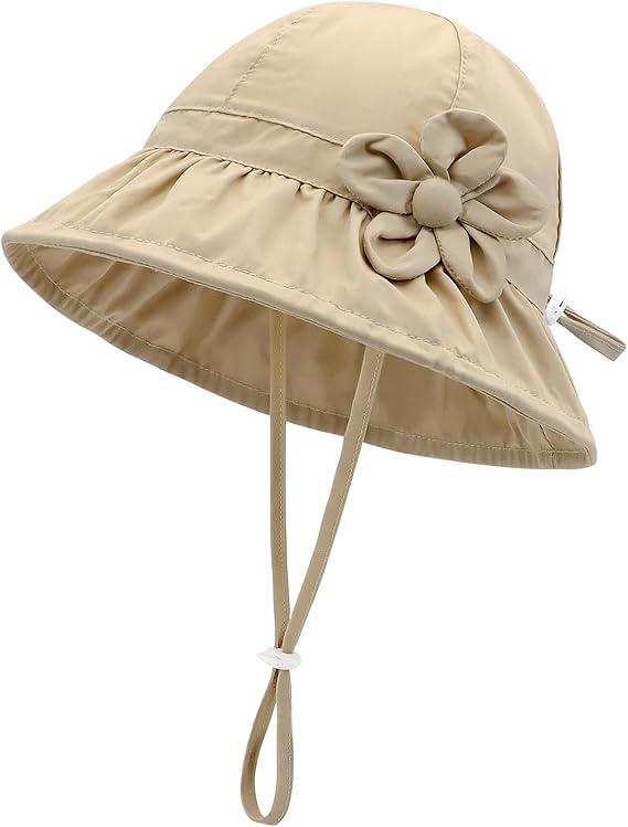 WATAME Baby Sun Hat UPF 50+ Toddler Bucket Hats Cute Girls Wide Brim Kids Cotton Hat for Outdoor Infant Beach Essentials