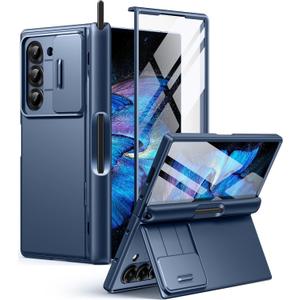BERFY for Samsung Galaxy Z Fold 6 Case with S Pen Holder, [Built-in Screen Protector & Kickstand & Slide Camera Cover] Full Body Heavy Duty Shockproof Slim Hard Phone Case for Samsung Z Fold 6, Blue