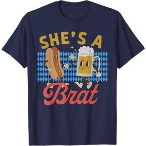 Funny Oktoberfes Hes the Wurst Shes a Brat Couples Matching T-Shirt, L