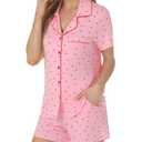 Pjmlifecoco Valentines Day Pajamas Women Womens Cute Pajamas Button Down Modal Pyjamas Shorts Set Short Sleeve Two Piece Sleepwear Pjs Lounge Sets