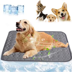 2025 Summer Pet Cooling Mats, Dog Cooling Mat, Portable Washable Cool Pads Pet Mat Outdoor for Dogs Cats, Home & Outdoor (Grey, 28x22") L