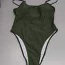 Women's Army Green Classic Sexy One Piece Bathing Suit Swimsuit High Cut Cheeky Coverage, S