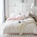 VClife Cotton Duvet Cover Twin XL Bedding Sets Modern White Pink Floral Branches Duvet Covers with Zipper Closure Breathable Wrinkle Resistant (1 Duvet Cover and 2 Pillowcases)