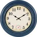 Large Outdoor Clocks Waterproof with Thermometer Combo Rustic Coastal Wall Clock Decor for Patio Pool Bathroom (18 Inch,Blue)